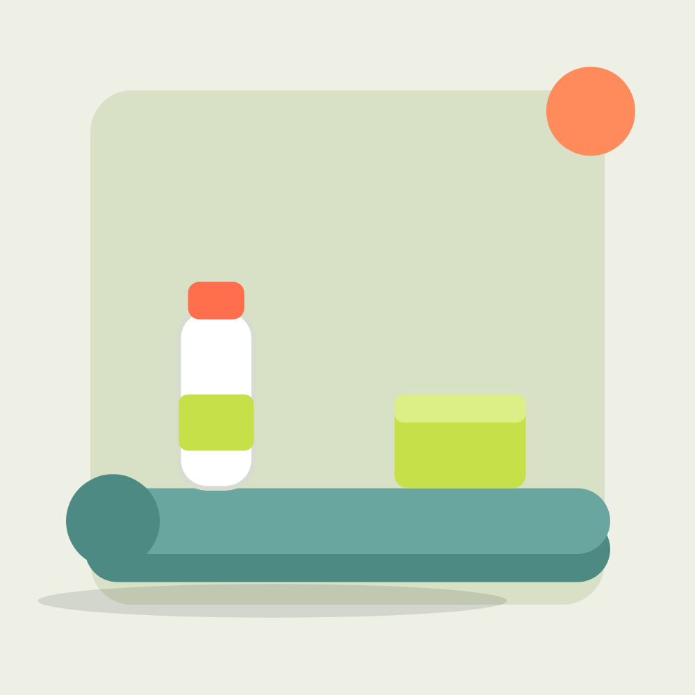 Illustration of a yoga mat and block