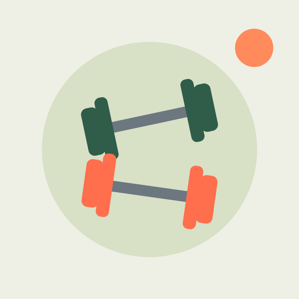Illustration of two dumbbells